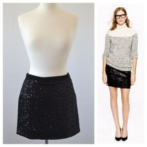 J crew black sequin mini skirt